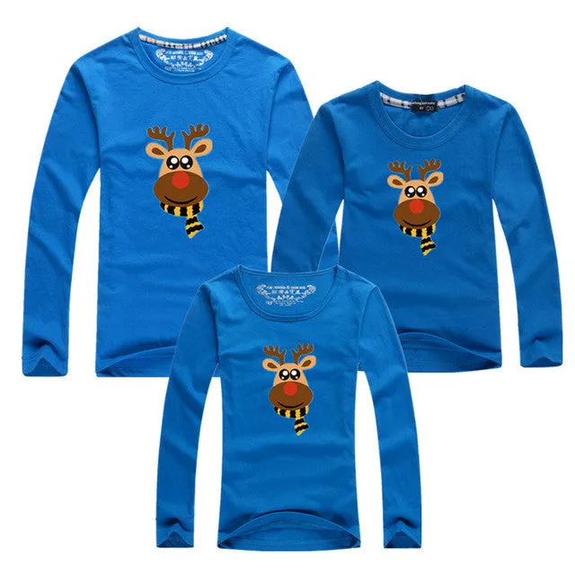 New Family Matching Outfits 2016 Spring Autumn Christmas Deer Long Sleeve T-Shirt Mother Son Daughter Father Clothes Family Look