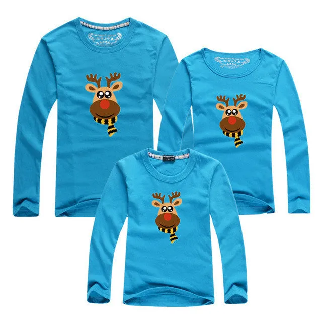 New Family Matching Outfits 2016 Spring Autumn Christmas Deer Long Sleeve T-Shirt Mother Son Daughter Father Clothes Family Look