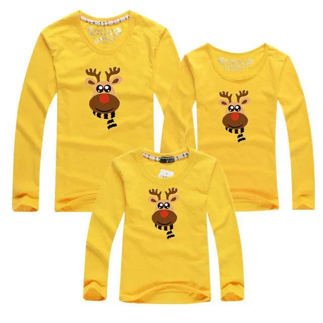 New Family Matching Outfits 2016 Spring Autumn Christmas Deer Long Sleeve T-Shirt Mother Son Daughter Father Clothes Family Look