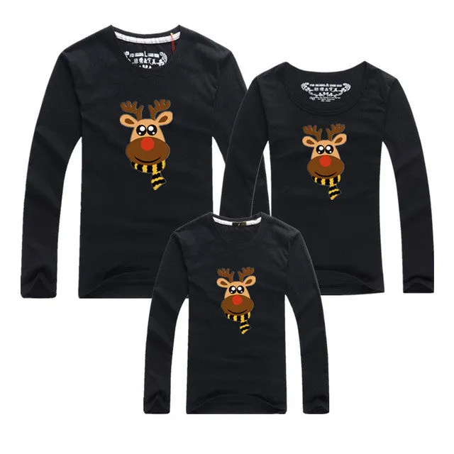 New Family Matching Outfits 2016 Spring Autumn Christmas Deer Long Sleeve T-Shirt Mother Son Daughter Father Clothes Family Look