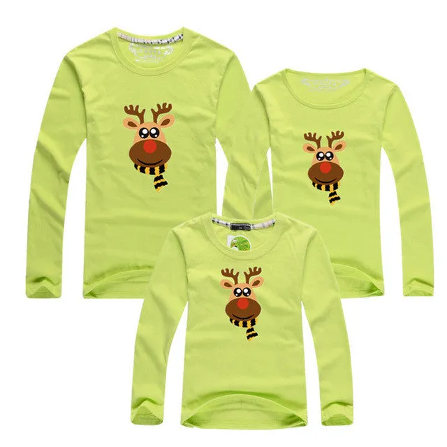 New Family Matching Outfits 2016 Spring Autumn Christmas Deer Long Sleeve T-Shirt Mother Son Daughter Father Clothes Family Look