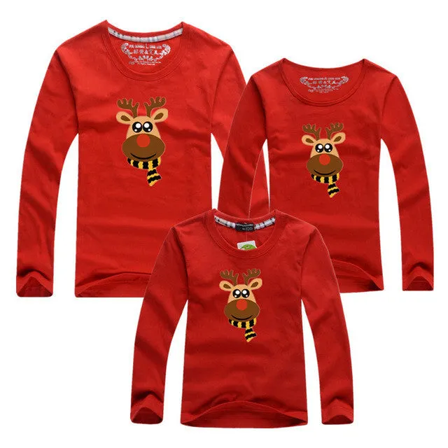 New Family Matching Outfits 2016 Spring Autumn Christmas Deer Long Sleeve T-Shirt Mother Son Daughter Father Clothes Family Look