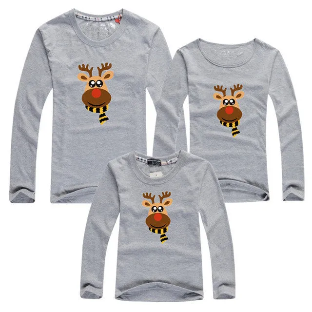 New Family Matching Outfits 2016 Spring Autumn Christmas Deer Long Sleeve T-Shirt Mother Son Daughter Father Clothes Family Look