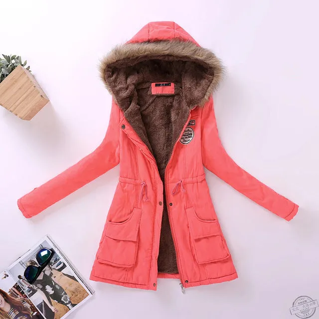 new winter women jacket medium-long thicken plus size 4XL outwear hooded wadded coat slim parka cotton-padded jacket overcoat