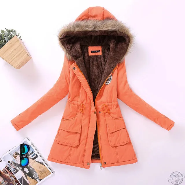 new winter women jacket medium-long thicken plus size 4XL outwear hooded wadded coat slim parka cotton-padded jacket overcoat