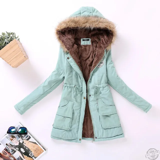 new winter women jacket medium-long thicken plus size 4XL outwear hooded wadded coat slim parka cotton-padded jacket overcoat