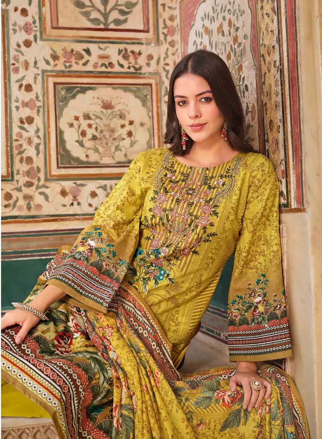 Pakistani Print Unstitched Cotton Salwar Suit Dress Material