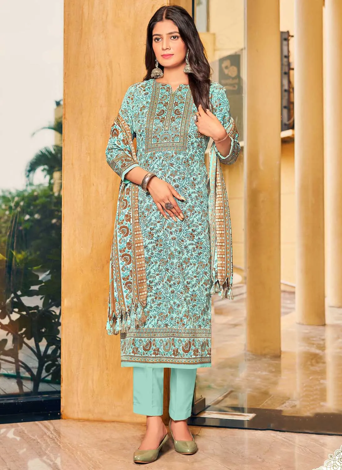 Pashmina Winter Unstitched Salwar Suit Dress Material for Women