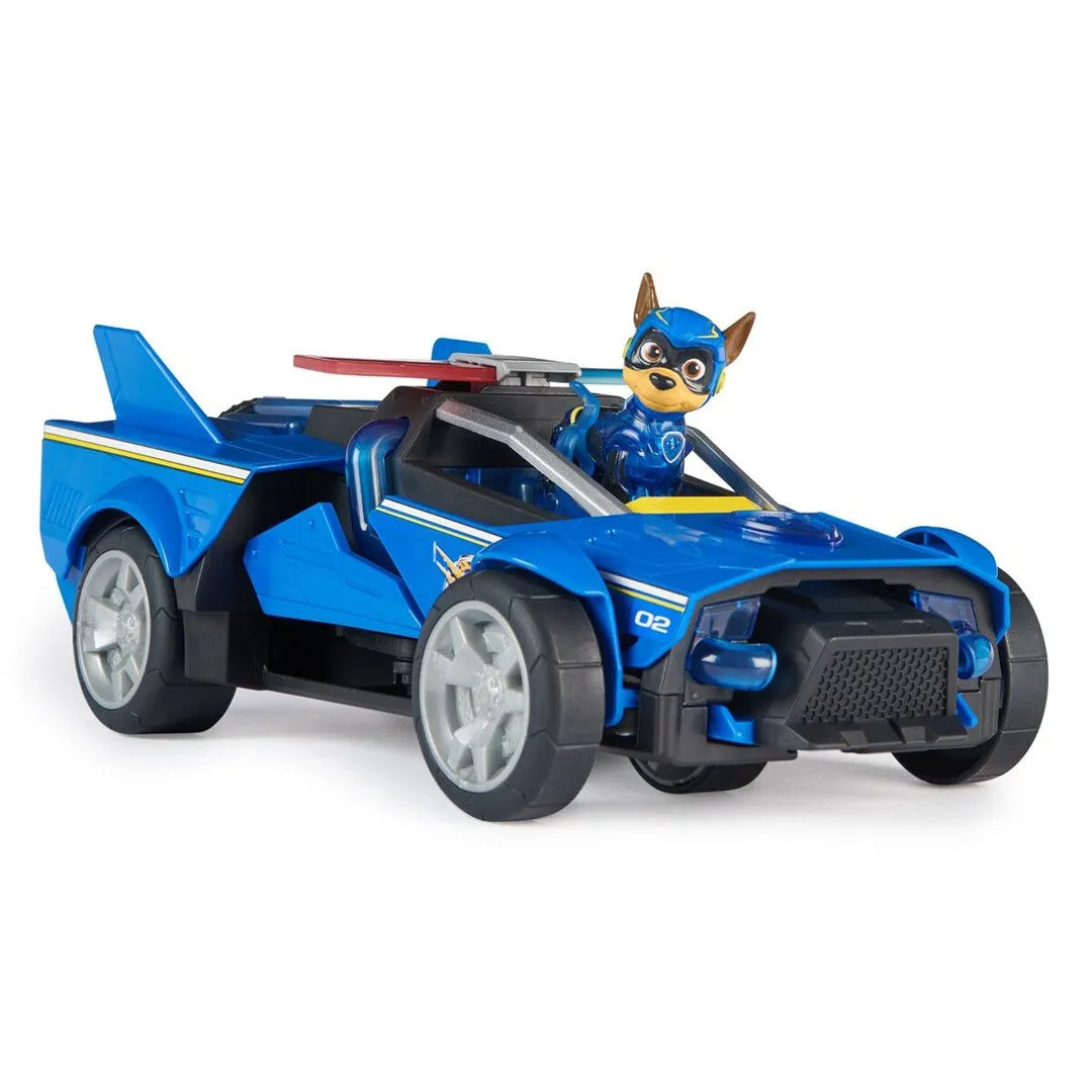 Paw Patrol : The Mighty Movie, Chase’S Mighty Transforming Cruiser With Mighty Pups Action Figure, Lights And Sounds, Ki