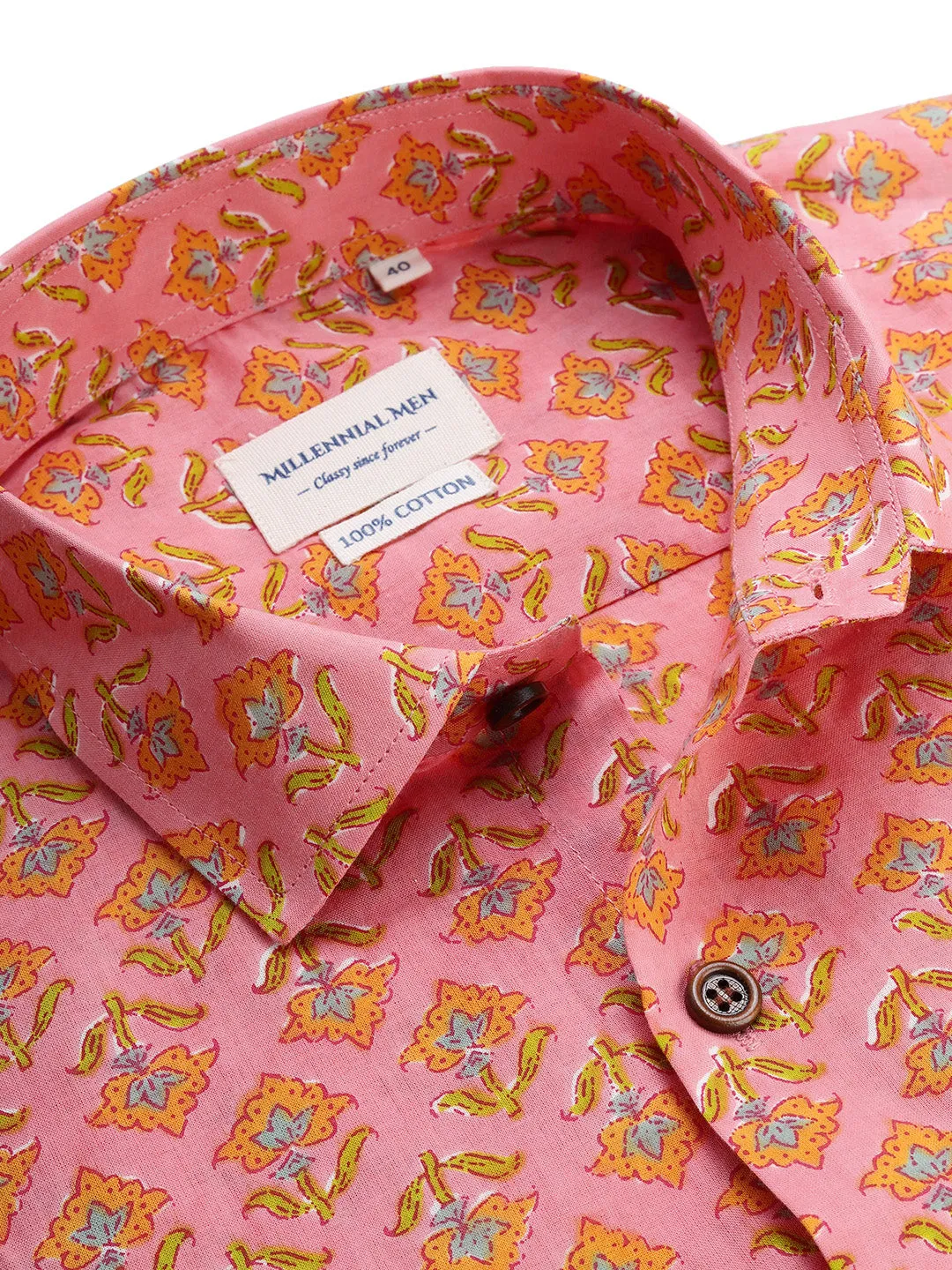 Peach Cotton Full Sleeves Shirts For Men-Mmf0234