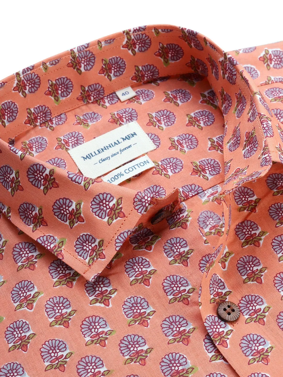 Peach Cotton Full Sleeves Shirts For Men-Mmf0244