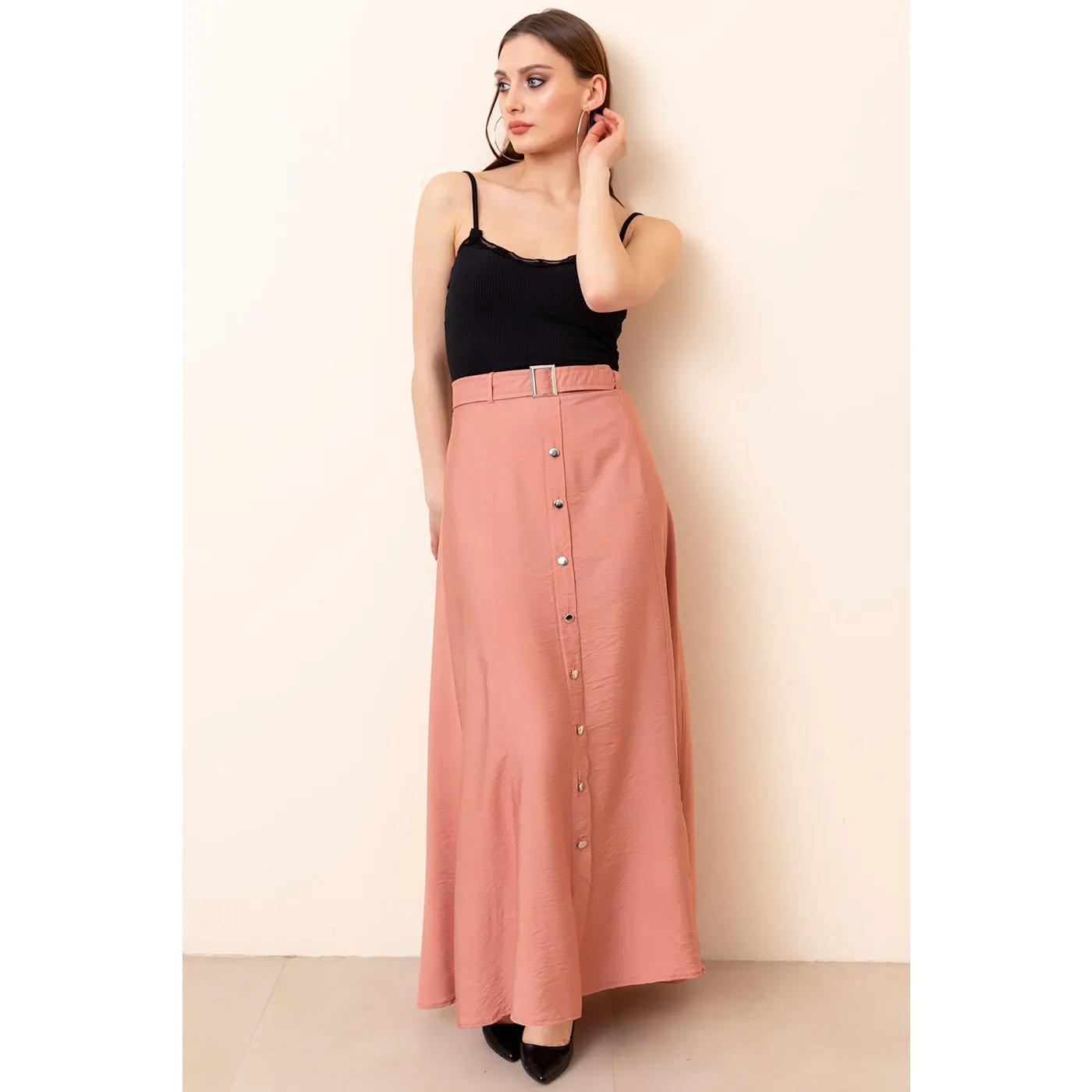 Pink Belt Detail Skirt