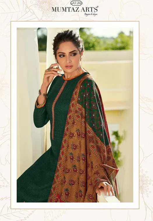 Pure Pashmina Green salwar suit Dress Material for Woman with Embroidery