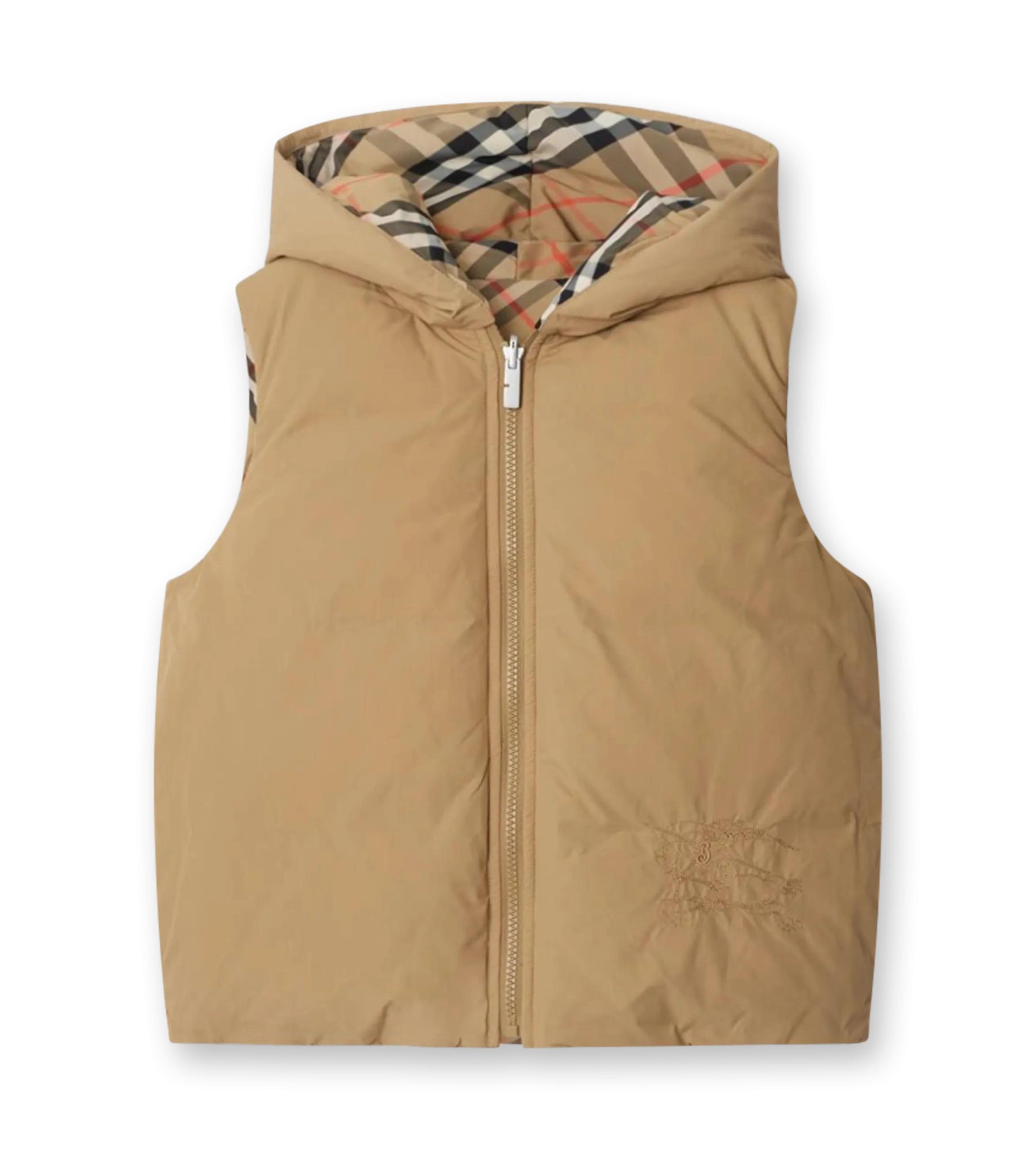 Reversible Check Pattern Gilet Sand