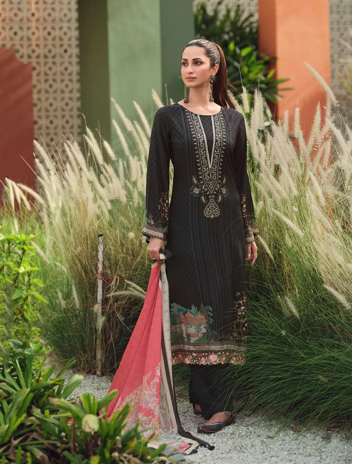 Sadhana Unstitched Women Cotton Suits Dress Material Black