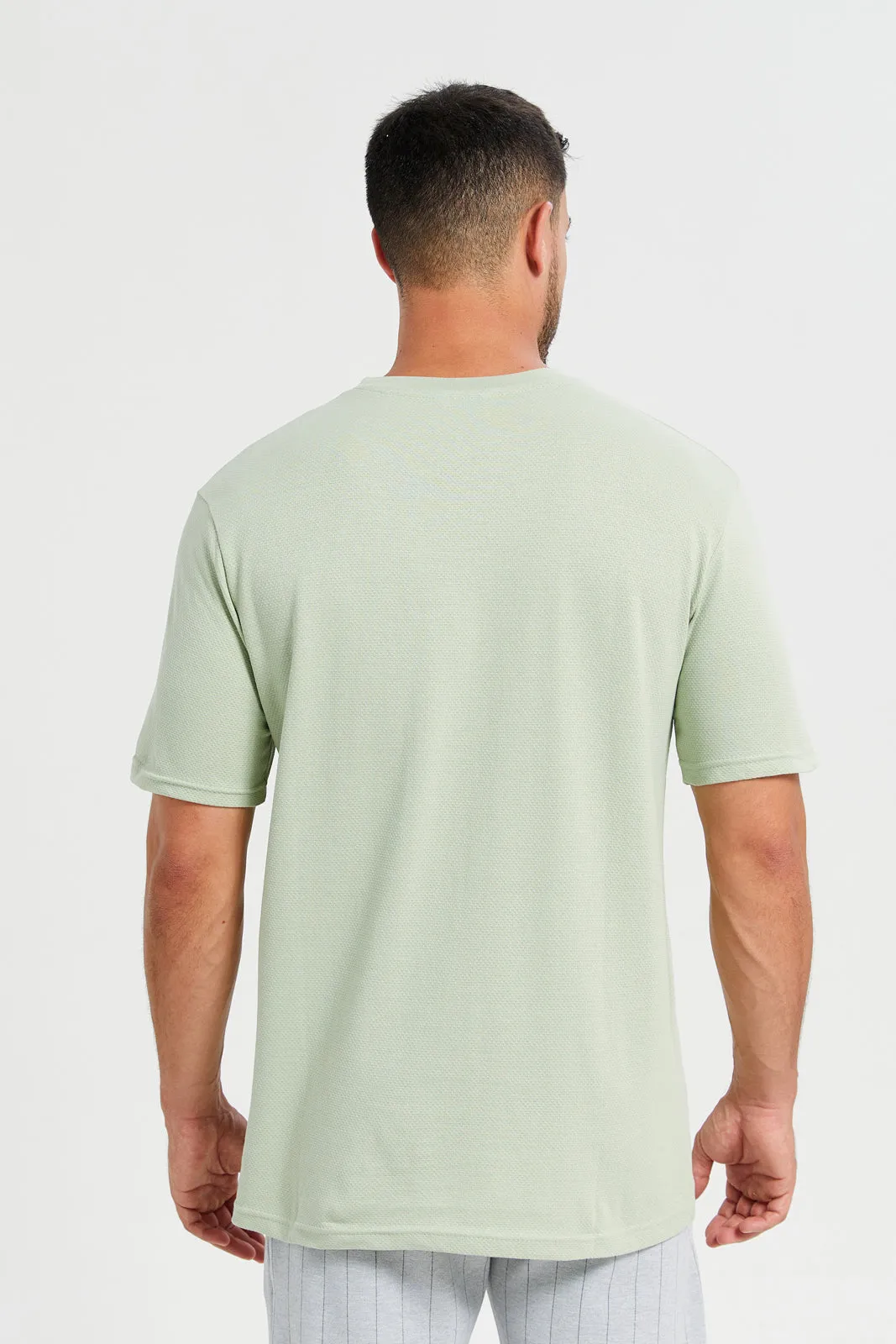 Sage Green Jacqard Logo T-Shirt