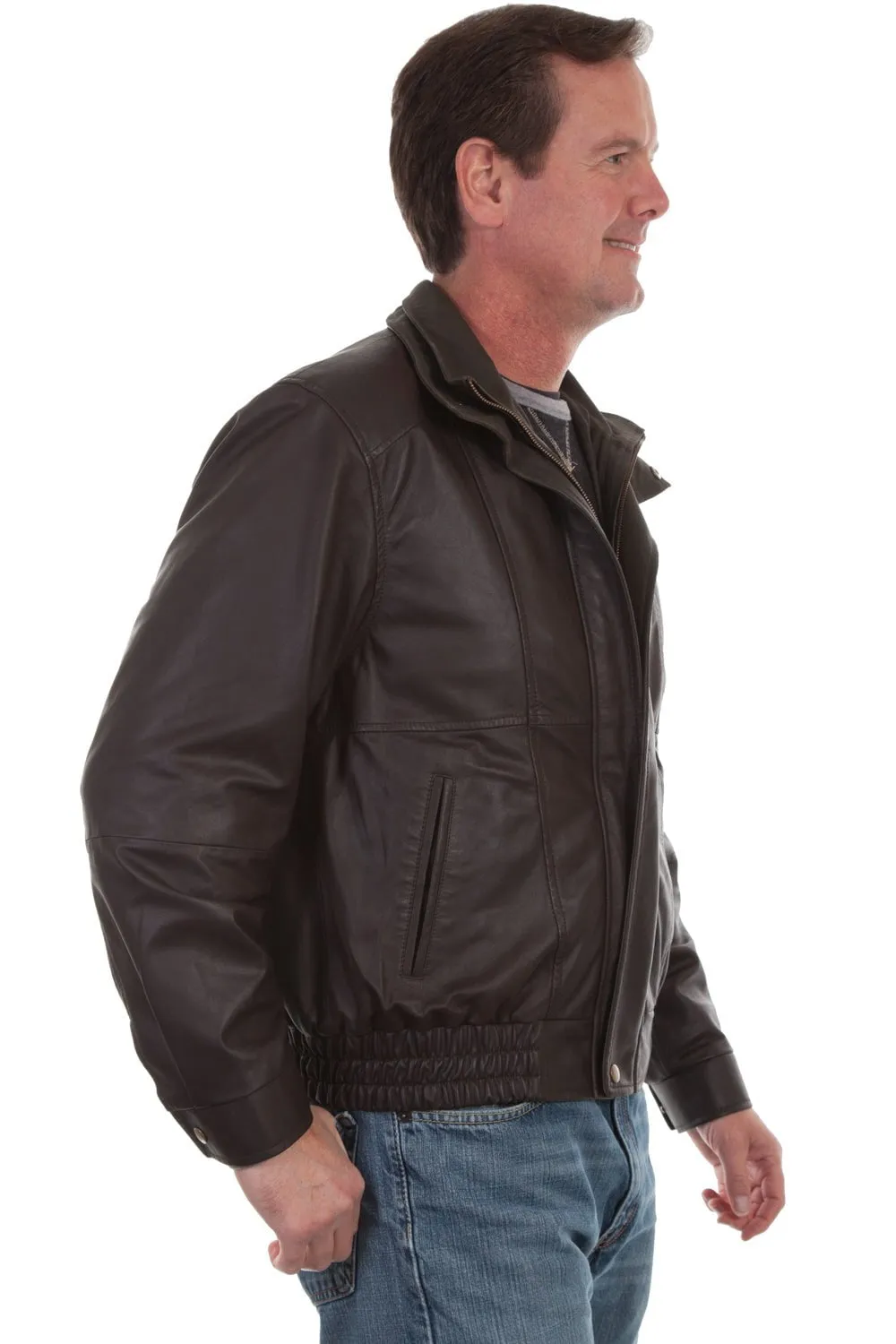 Scully Mens Chocolate/Olive Leather Featherlite Jacket