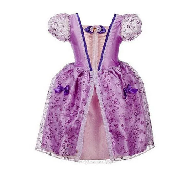 Sofia Cinderella Rapunzel Belle Snow White Girl Kid Short Sleeve Princess Dress Up Teenage Halloween Party Dress Cosplay Costume