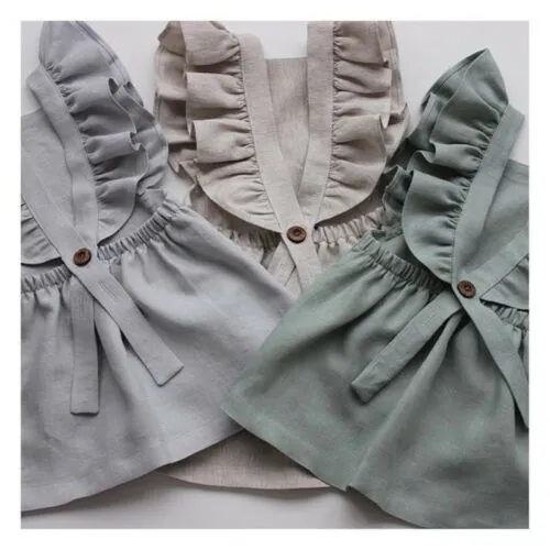 Summer Casual Cute Infant Kids Baby Girl Summer Solid Color Ruffle Princess Party Dress Clothes