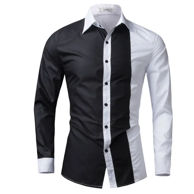 T-Bird 2017 Fashion Brand Men Shirt Black White Dress Shirt Long Sleeve Slim Fit Camisa Masculina Casual Male Hawaiian Shirts