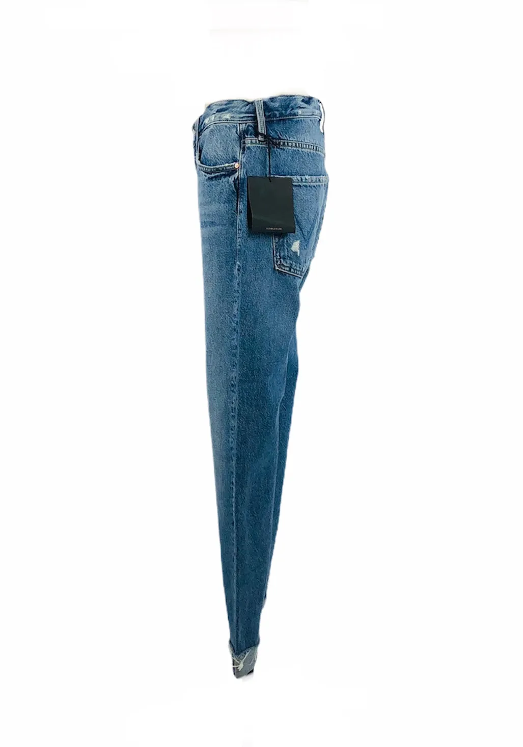 The Scrapper Cuff Ankle Fray Blue Jeans in Take Me Higher Wash | Size 28