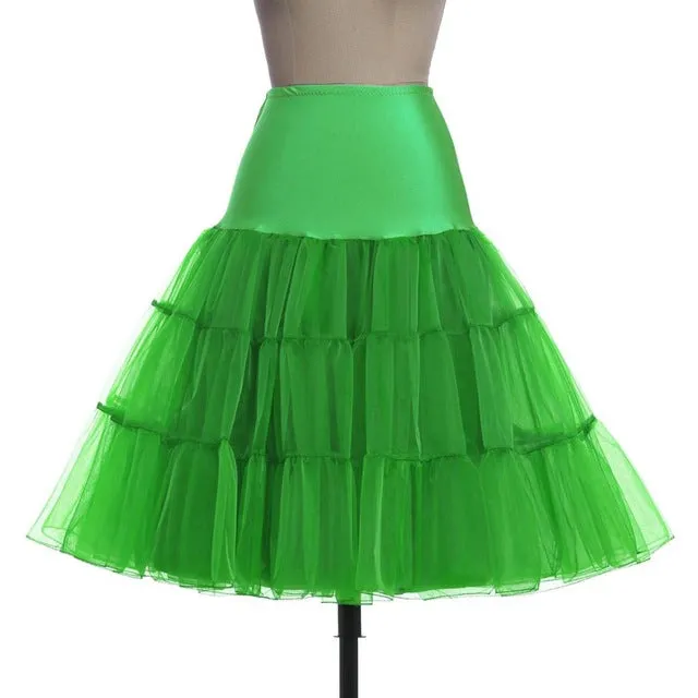 Tulle Skirts Womens Fashion High Waist Pleated Tutu Skirt Retro Vintage Petticoat Crinoline Underskirt Faldas Women Skirt Summer