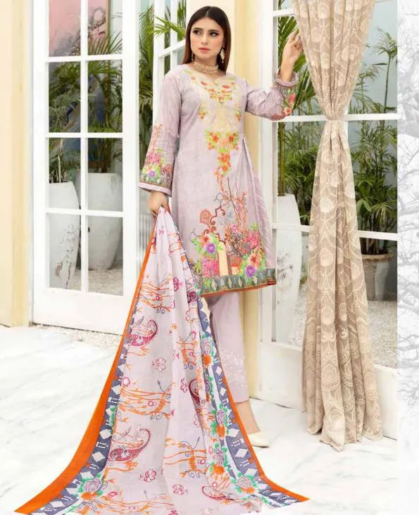 Unstitched Cotton Pink Salwar Suit Pakistani Dress Material