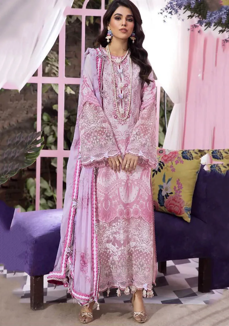 Unstitched Pink Cotton Pakistani Style Suits Dress Material