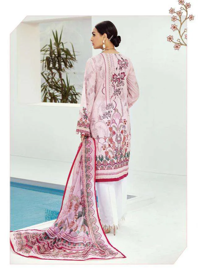 Unstitched Pink Jam Satin Pakistani Style Suits With Embroidery Patch