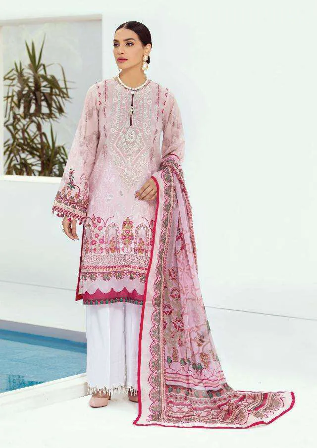 Unstitched Pink Jam Satin Pakistani Style Suits With Embroidery Patch