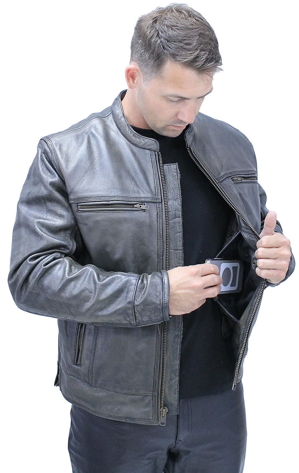 Vintage Brown Men's Café Racer w/Vents & Concealed Pockets #MA69462VGN