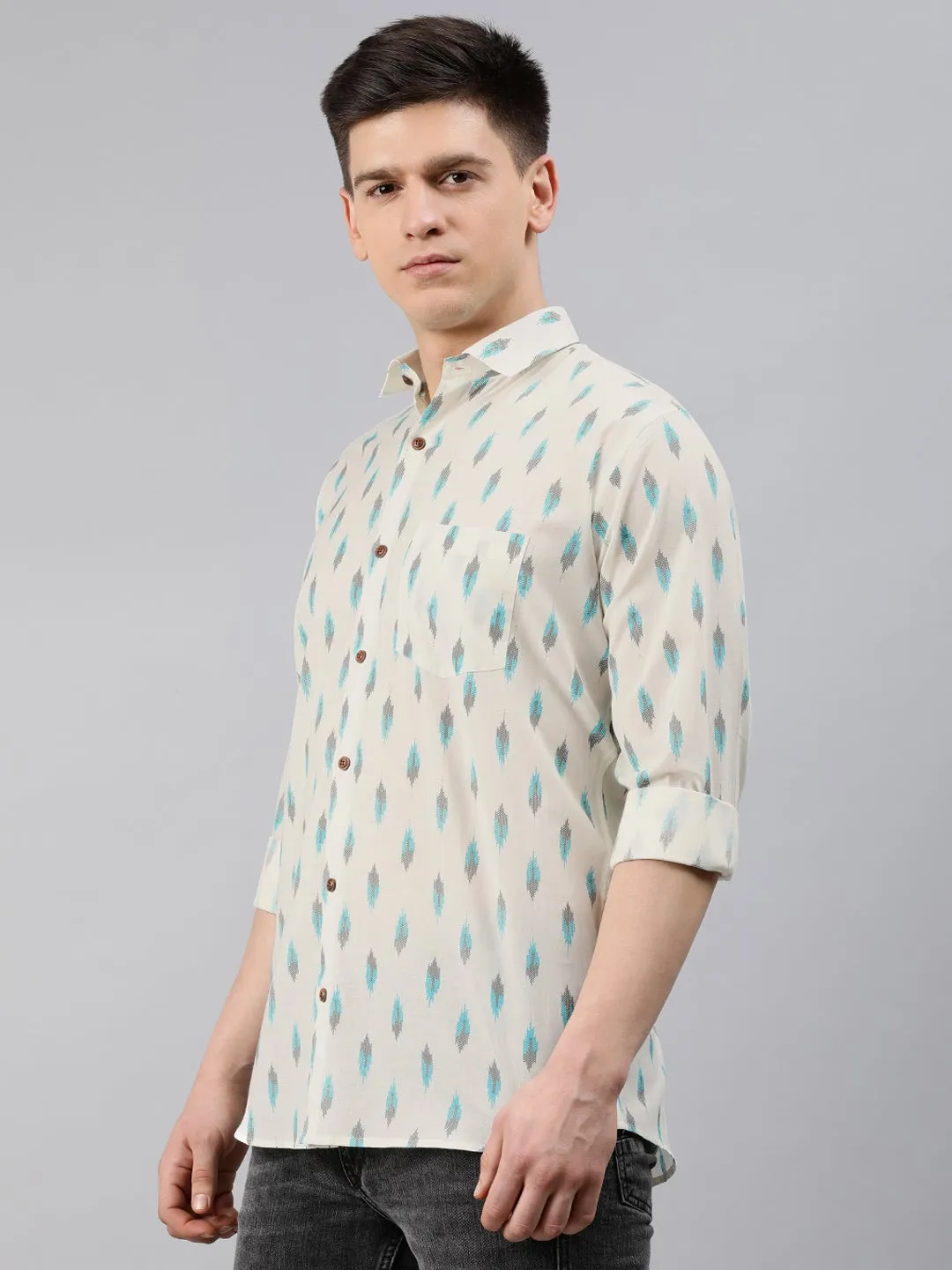 White Cotton Full Sleeves Shirts For Men-Mmf0209