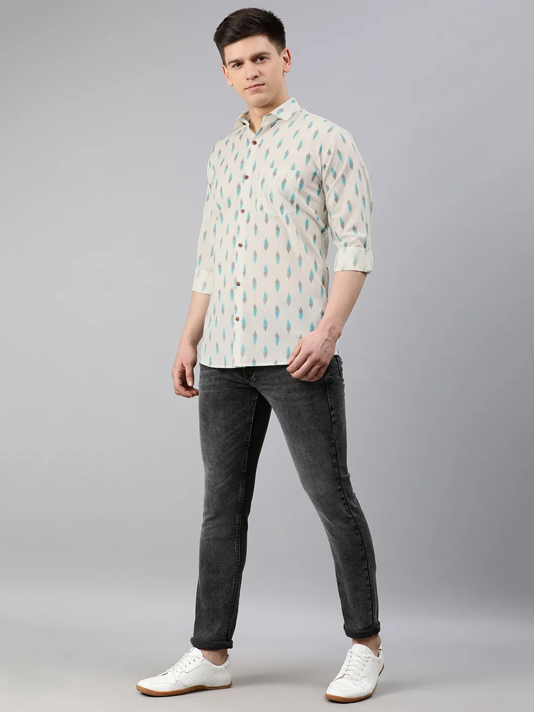 White Cotton Full Sleeves Shirts For Men-Mmf0209