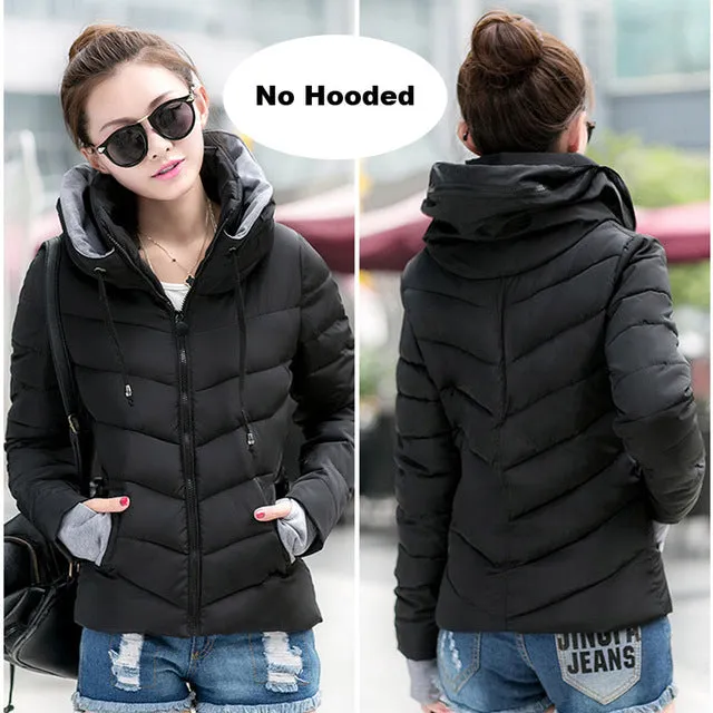 Winter Jacket Women Cotton Short Jacket 2017 New Girls Padded Slim Hooded Warm Parkas Stand Collar Coat Female Autumn Outerwear