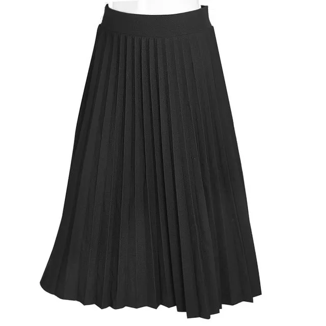 Women Skirts High Quality Spring Autumn Summer Style Women's High Waist Pleated Length Skirt 2017 Hot Fashion Thick Breathble