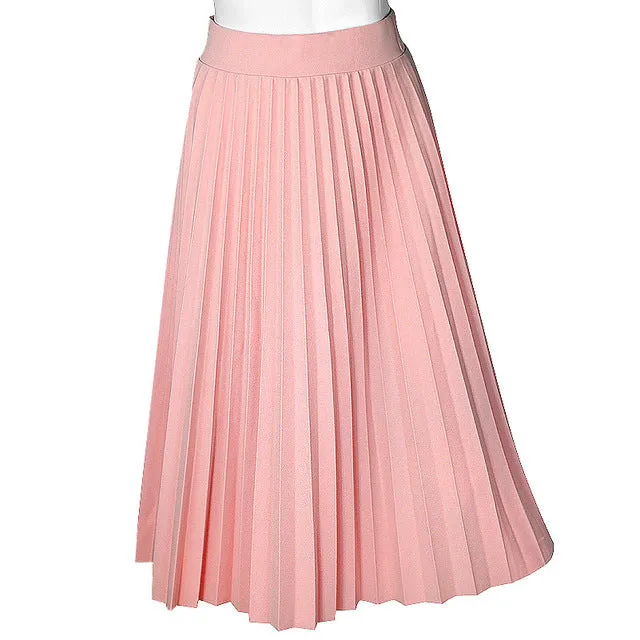 Women Skirts High Quality Spring Autumn Summer Style Women's High Waist Pleated Length Skirt 2017 Hot Fashion Thick Breathble