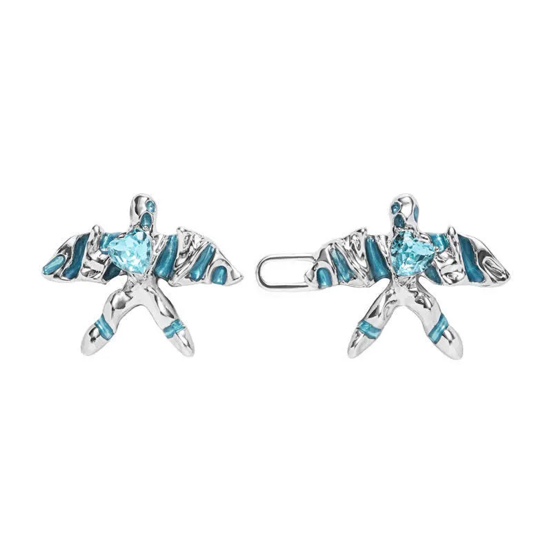 Women's Blue Glass Crystal Kite Shape Belt Clip