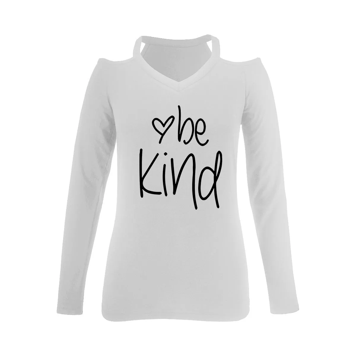 women's clothing, kind letter printed off shoulder long sleeve casual top