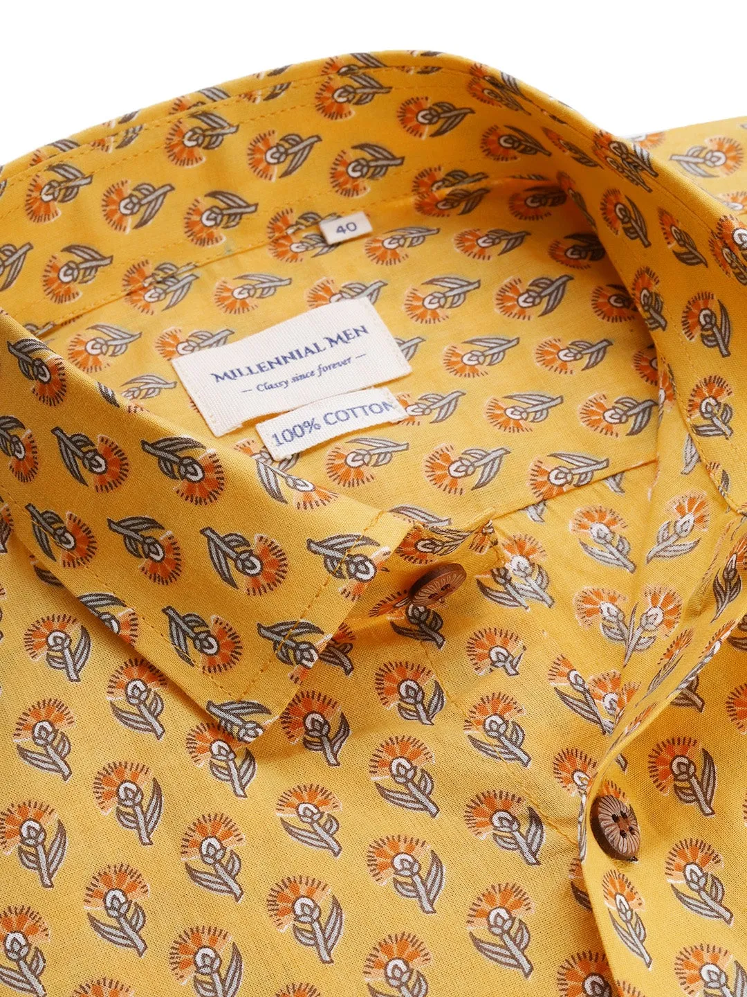 Yellow Cotton Full Sleeves Shirts For Men-Mmf0246