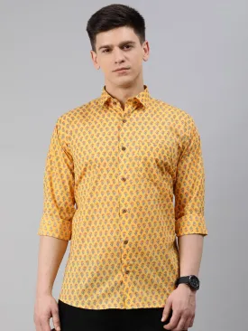 Yellow Cotton Full Sleeves Shirts For Men-Mmf0246